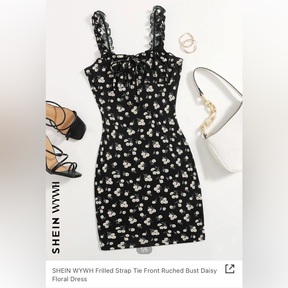 Black daisy tie front sundress